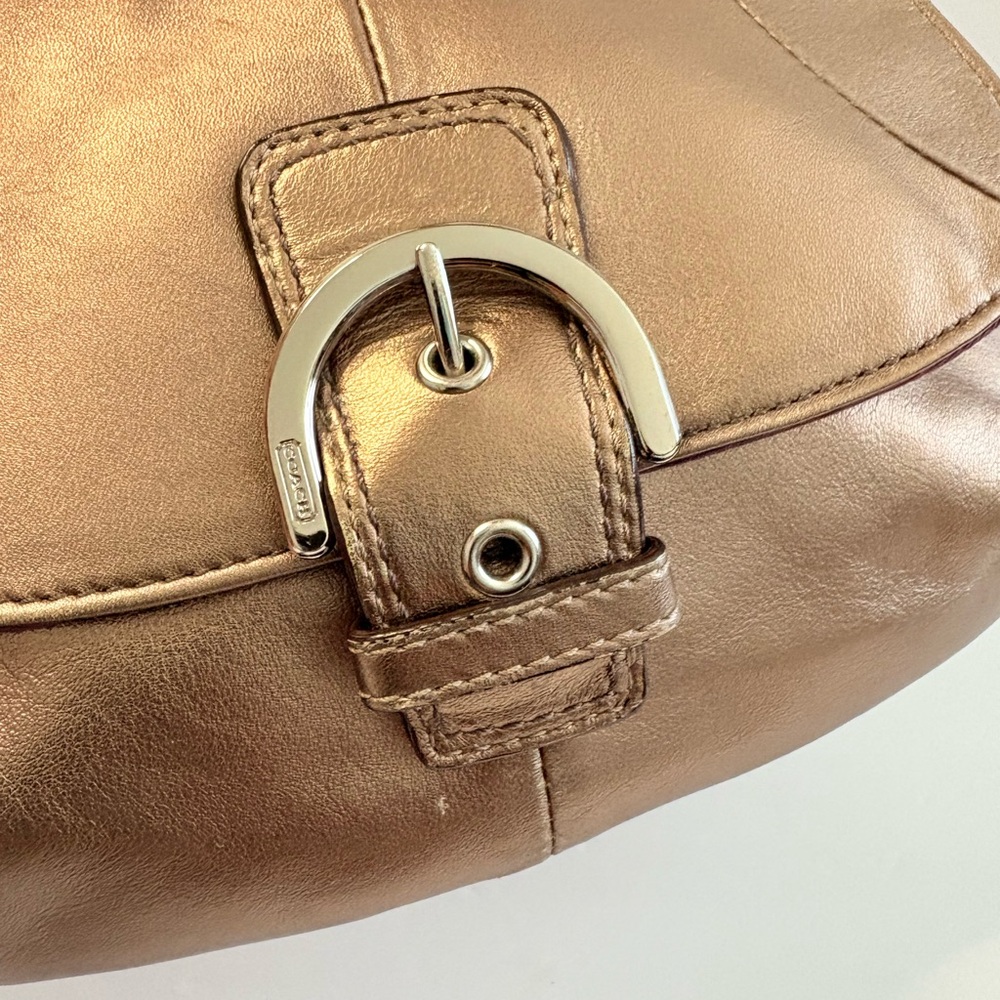 Coach SoHo Crossbody Bag Purse Gold Metallic Flap 45664 EUC - Picture 12 of 17
